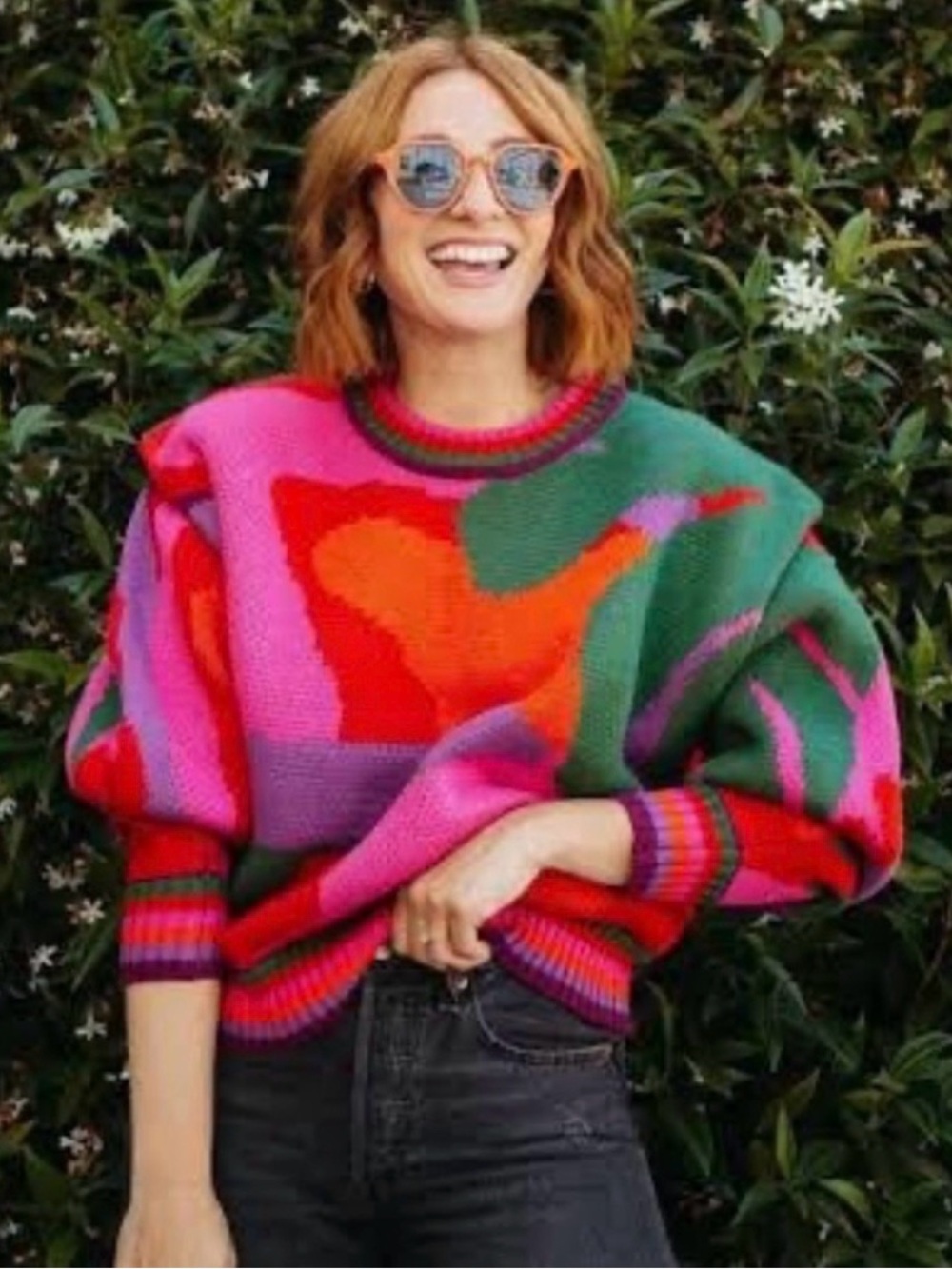 FARM RIO Abstract Knit Sweater - Pink Multi - Picture 2 of 4